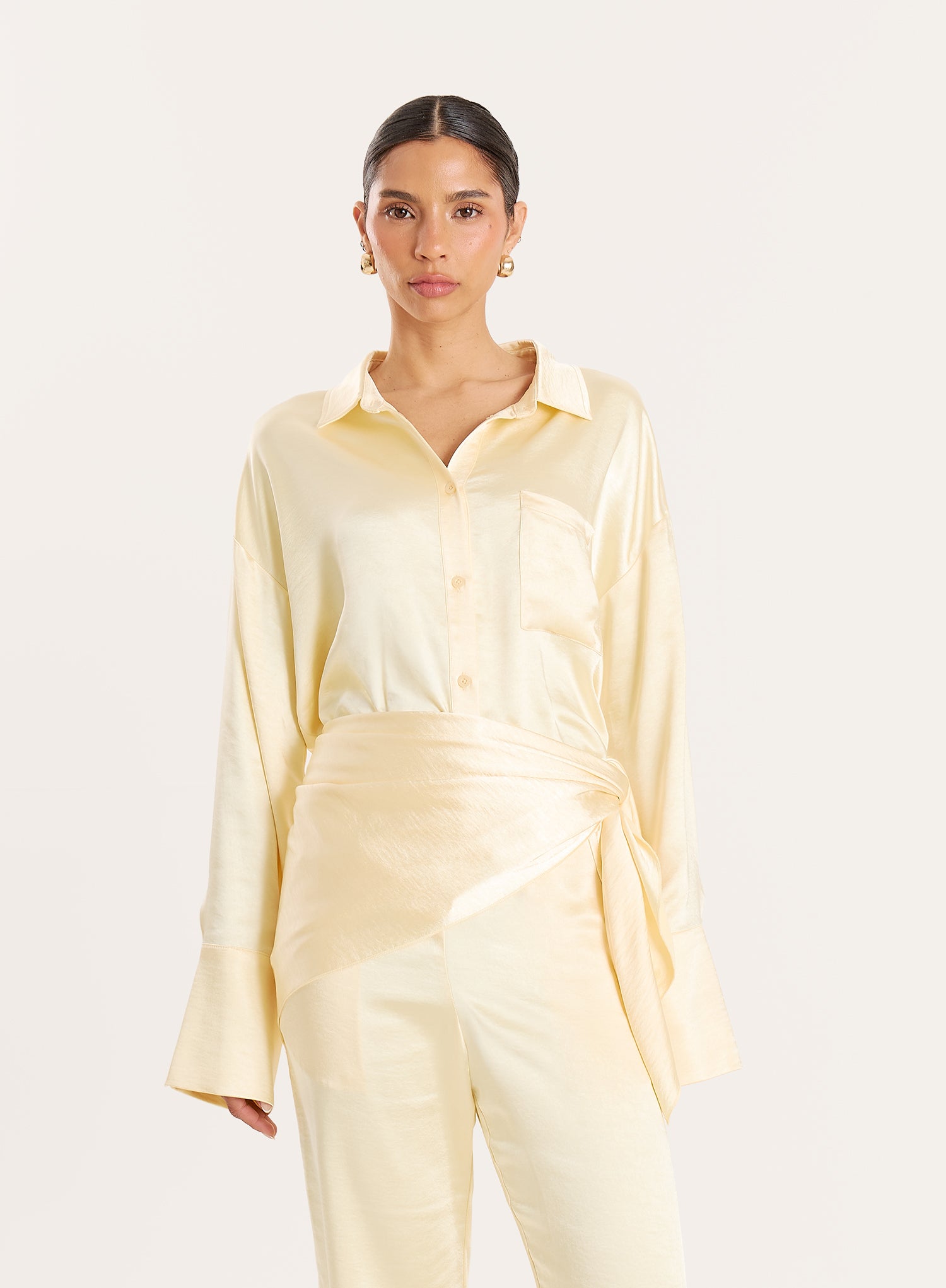 Lemon Oversized Satin Shirt
